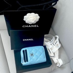 Chanel limited edition blue card holder wallet 2023